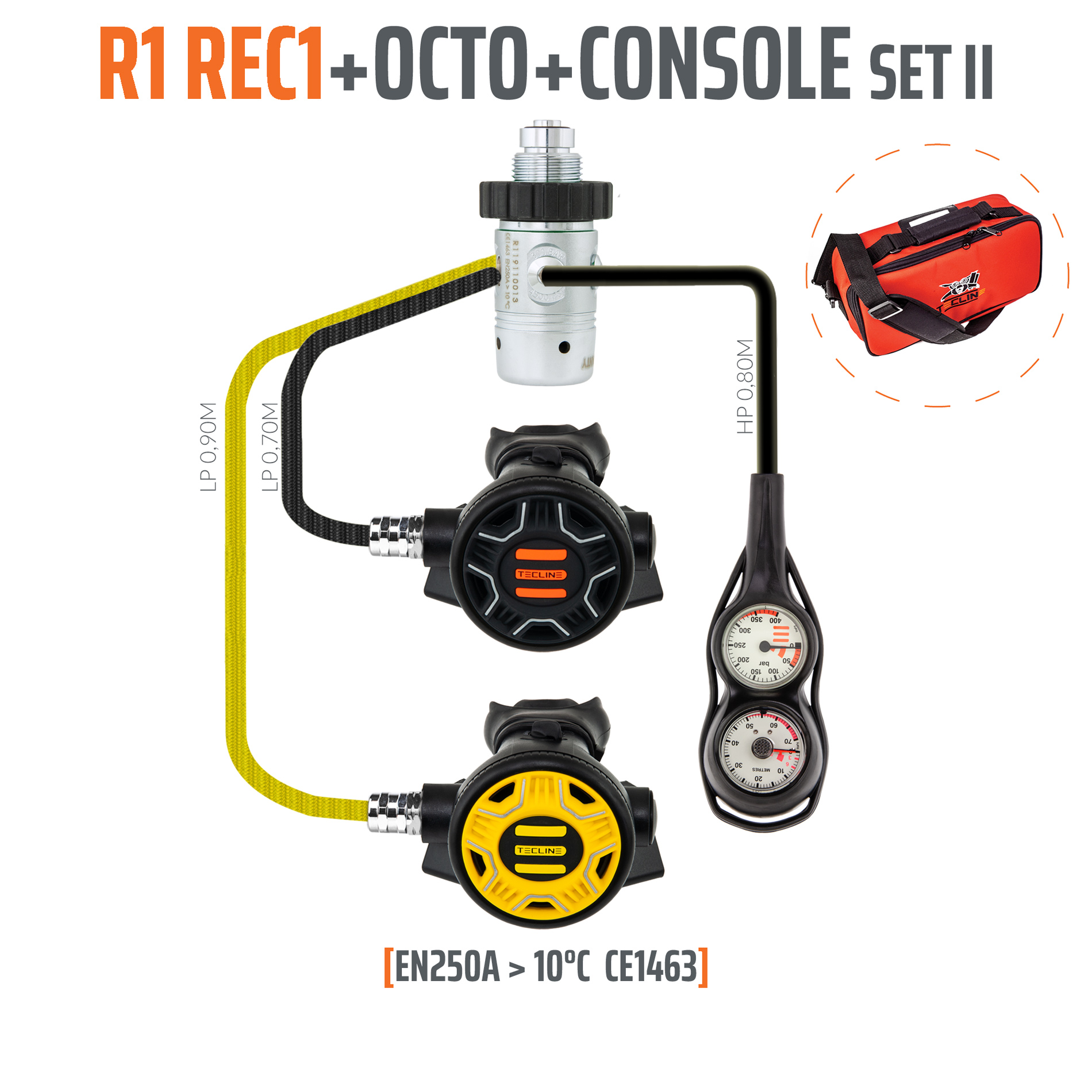 Tecline Regulator R1 REC1 set II with octo and 2 elements console - EN250A > 10°C Tecline Regulator R1 REC1 set II with octo and 2 elements console - EN250A > 10°C