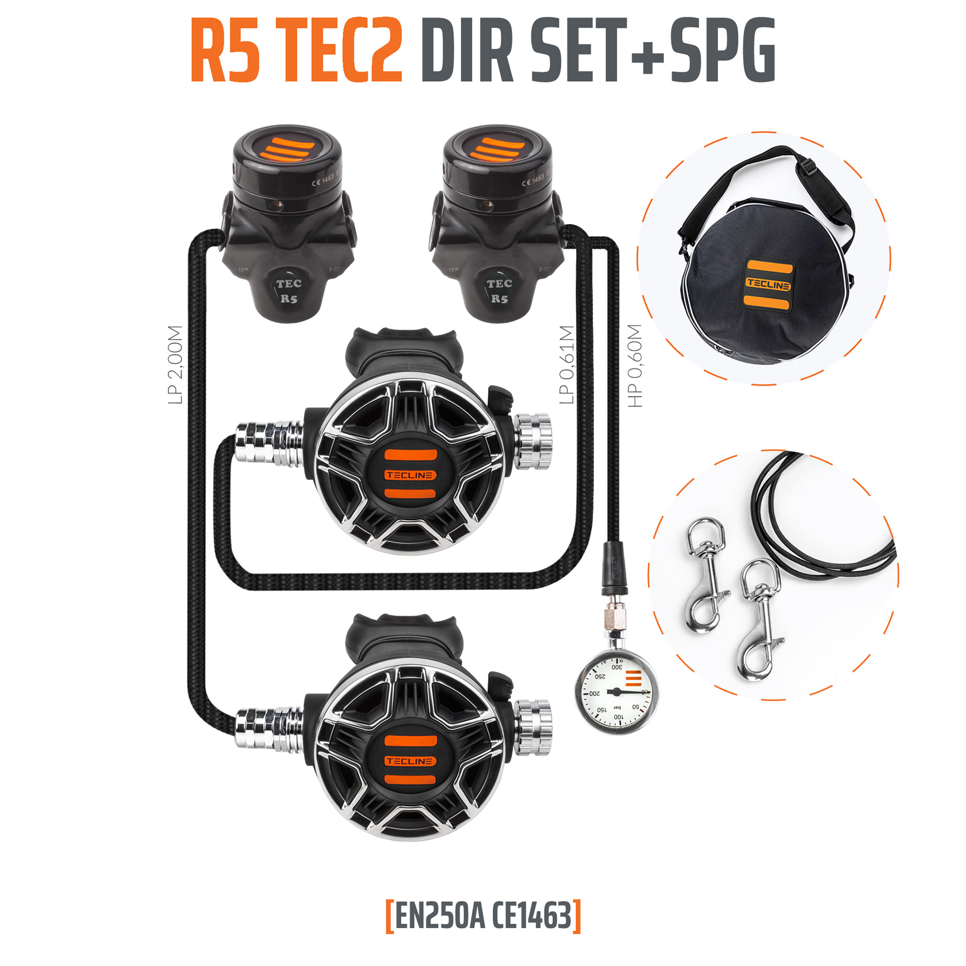 Tecline Regulator R5 TEC2 DIR Set with SPG - EN250A Tecline Regulator R5 TEC2 DIR Set with SPG - EN250A