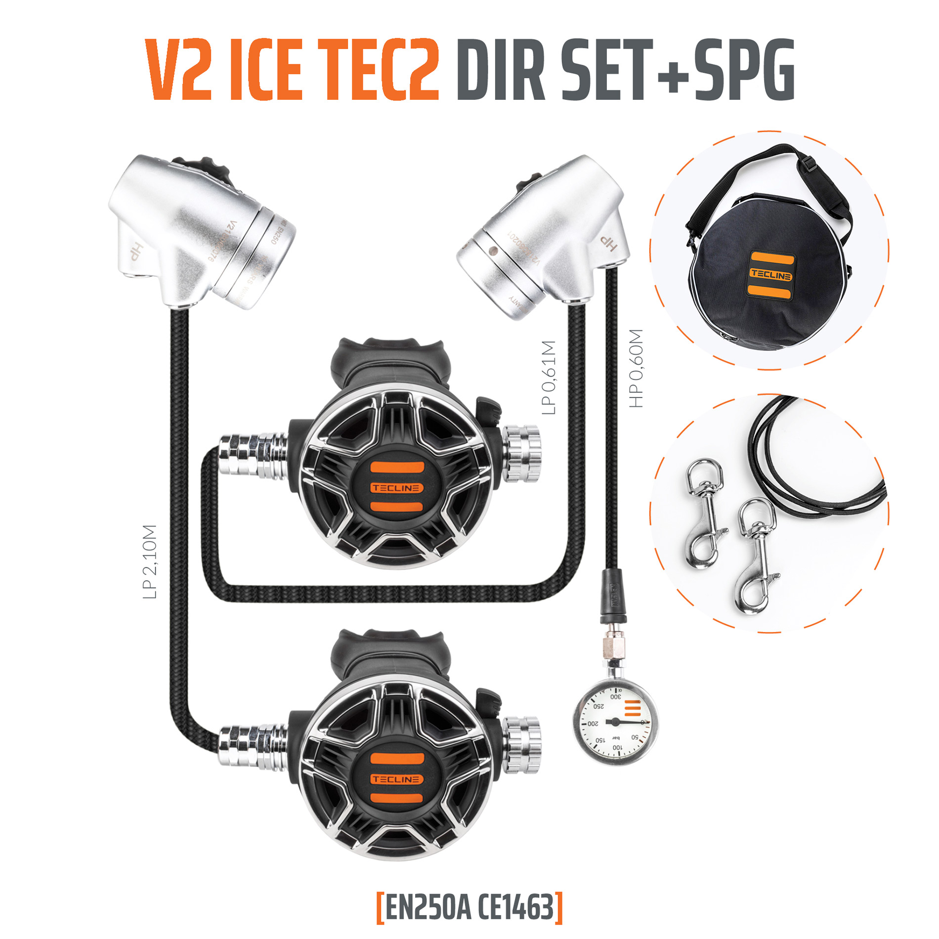 Tecline Regulator V2 ICE TEC2 DIR Set with SPG - EN250A Tecline Regulator V2 ICE TEC2 DIR Set with SPG - EN250A